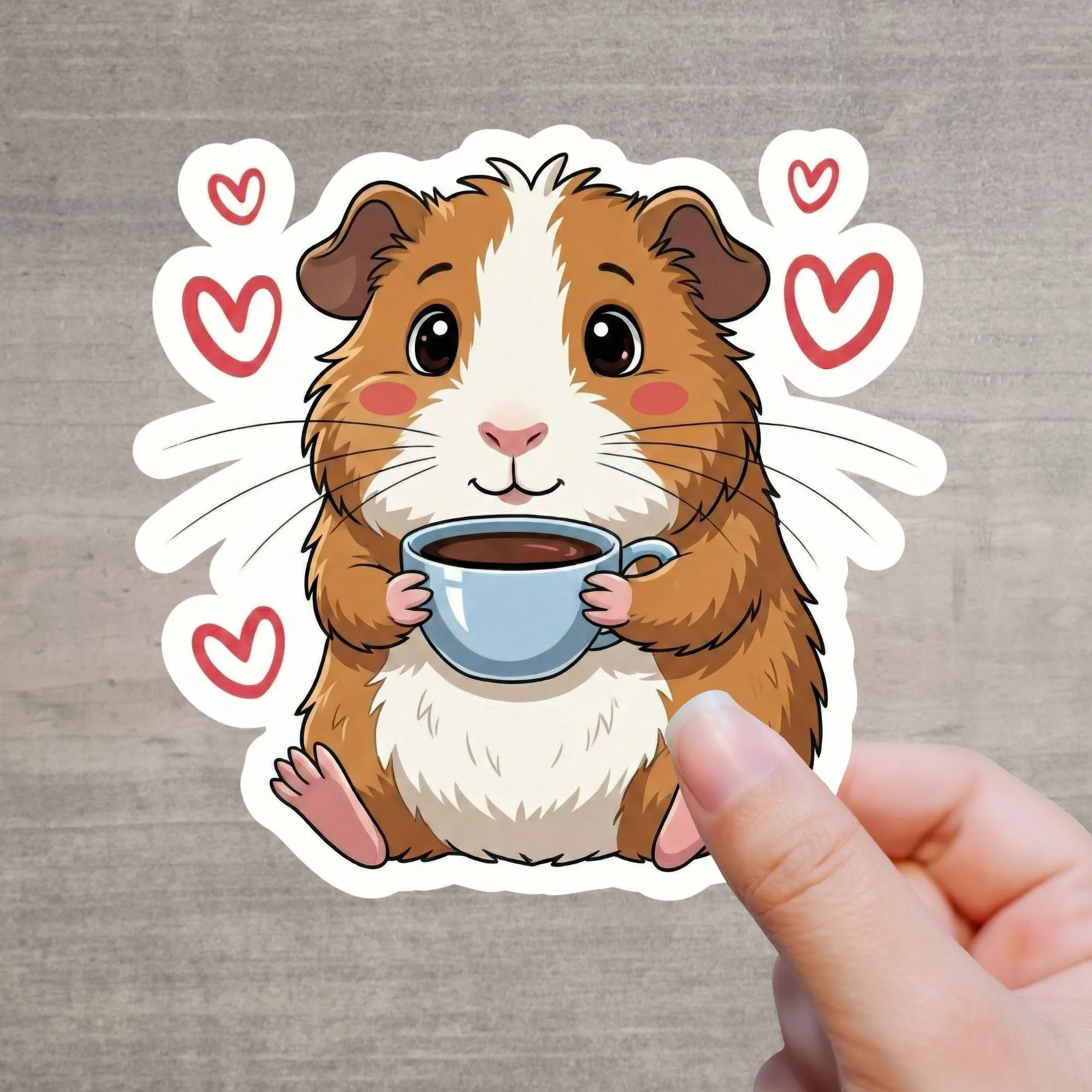 Süßer Meerschweinchen Sticker mit Kaffee
