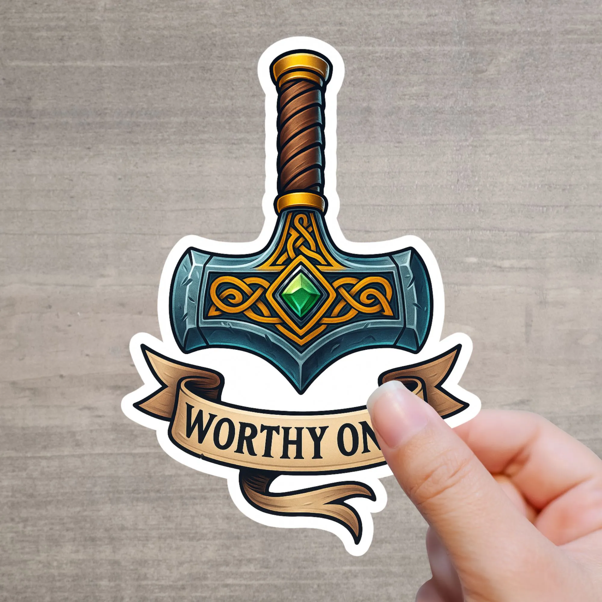 Thor Hammer Sticker Worthy One