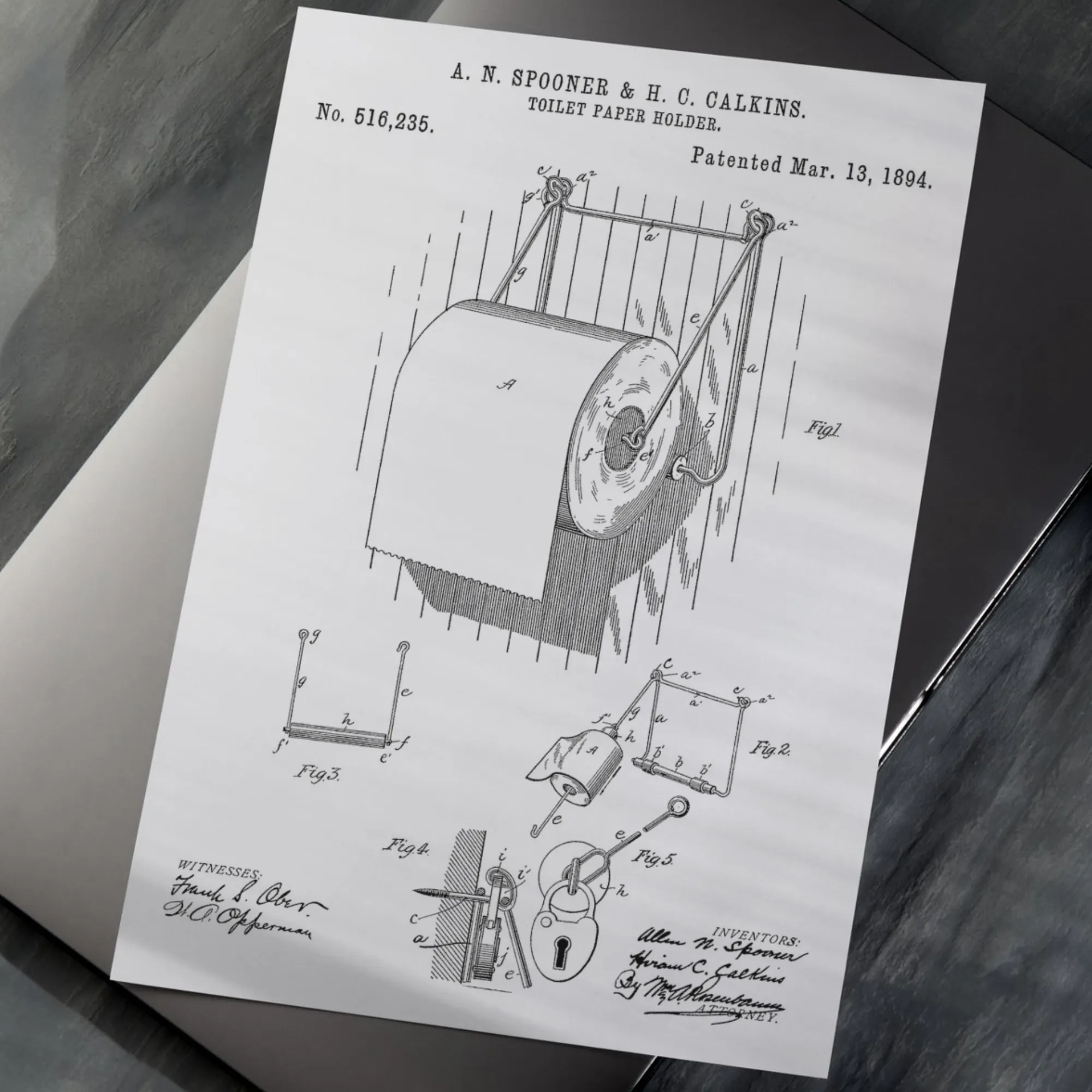 Toilettenpapierhalter Patent 1894 Postkarte