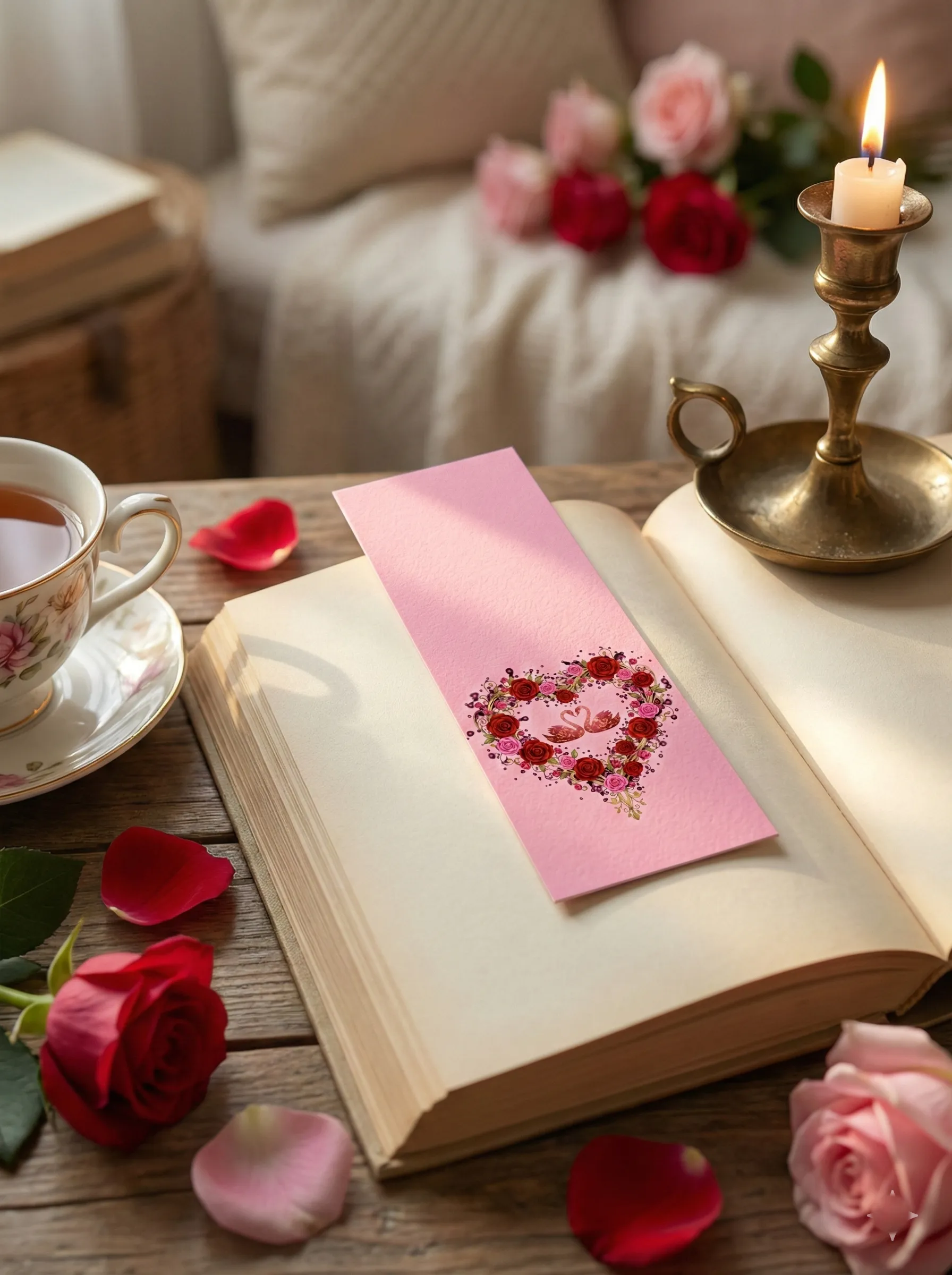 Valentinstag Lesezeichen Rosenherz