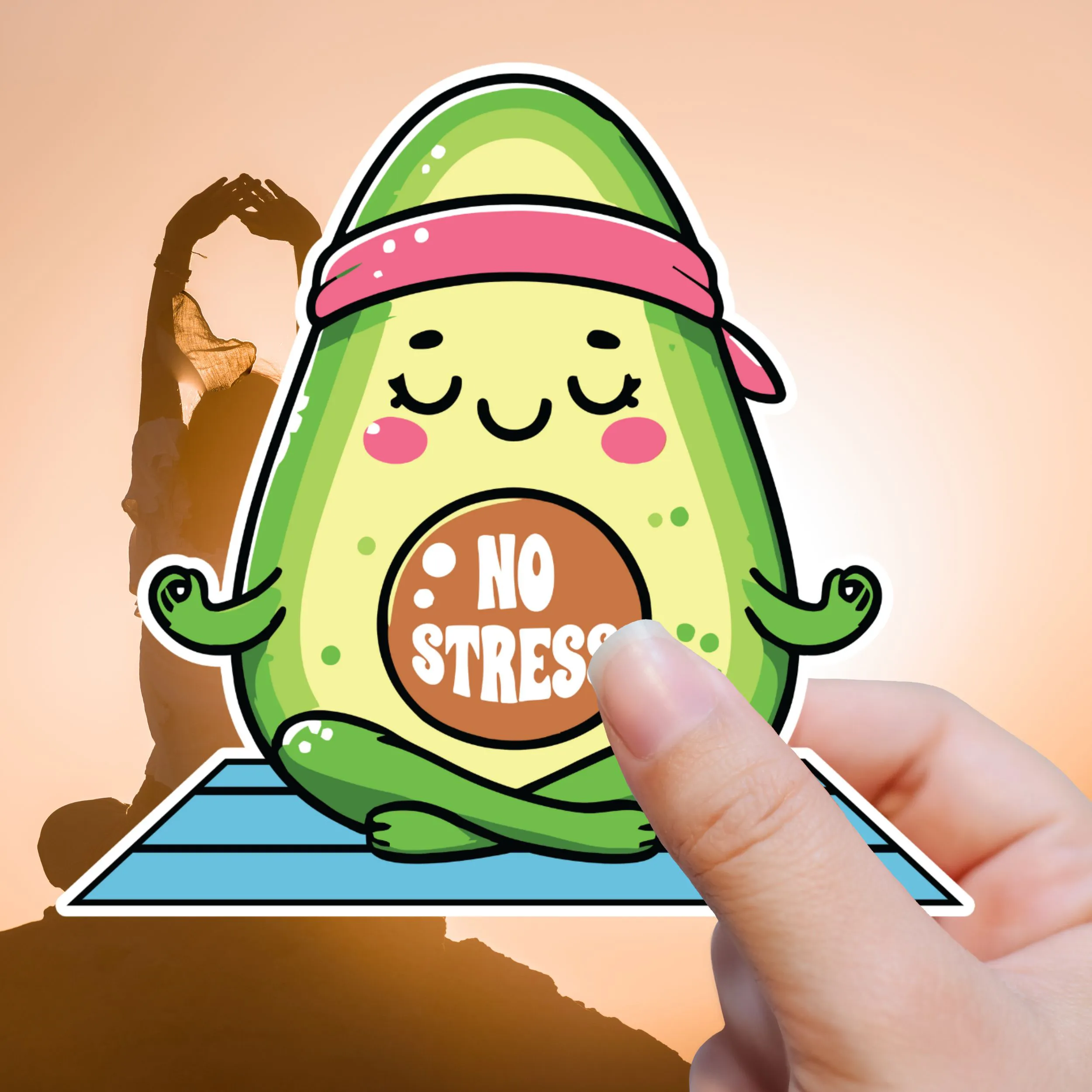 Sticker Avocado Yoga No Stress