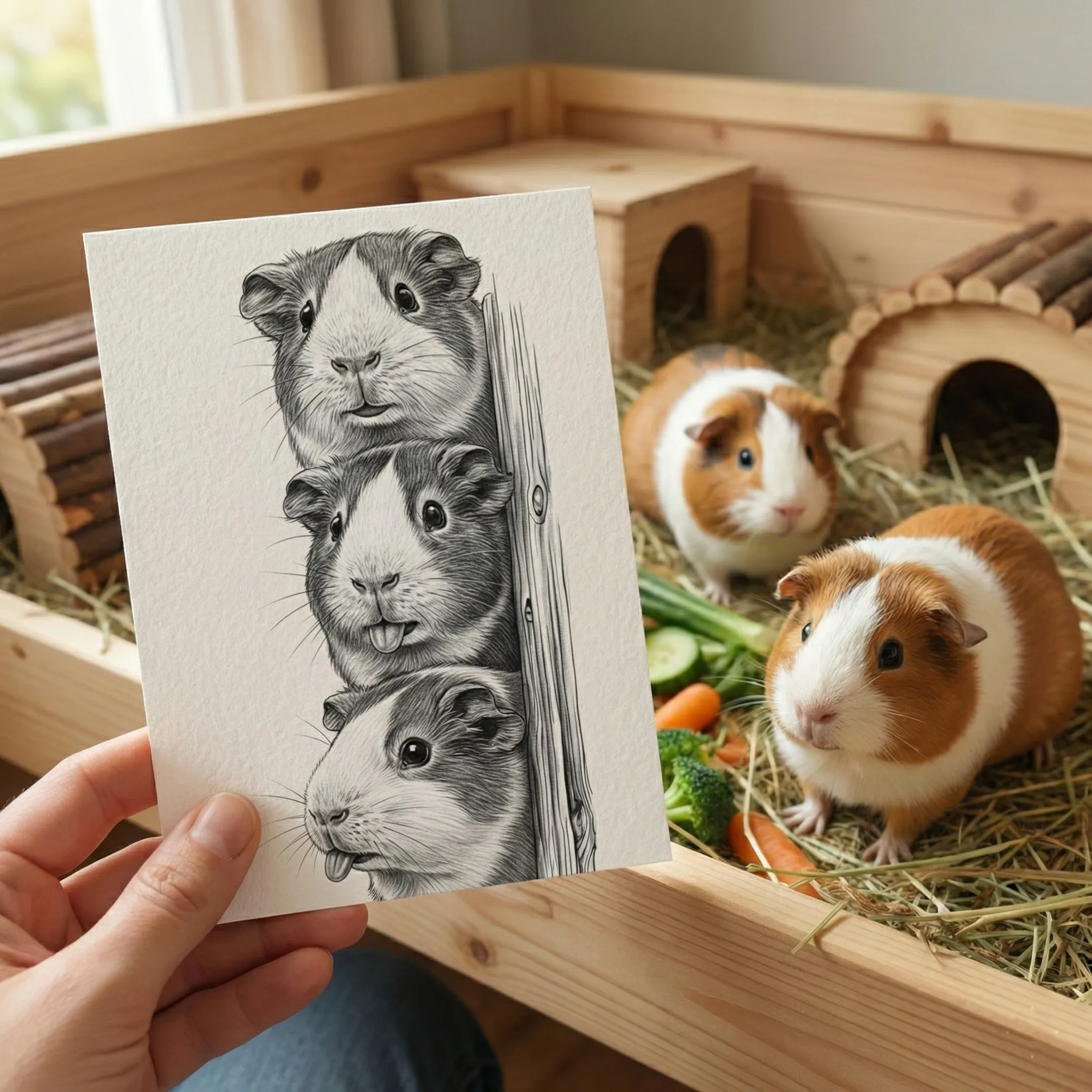 Postkarte Meerschweinchen Lustig