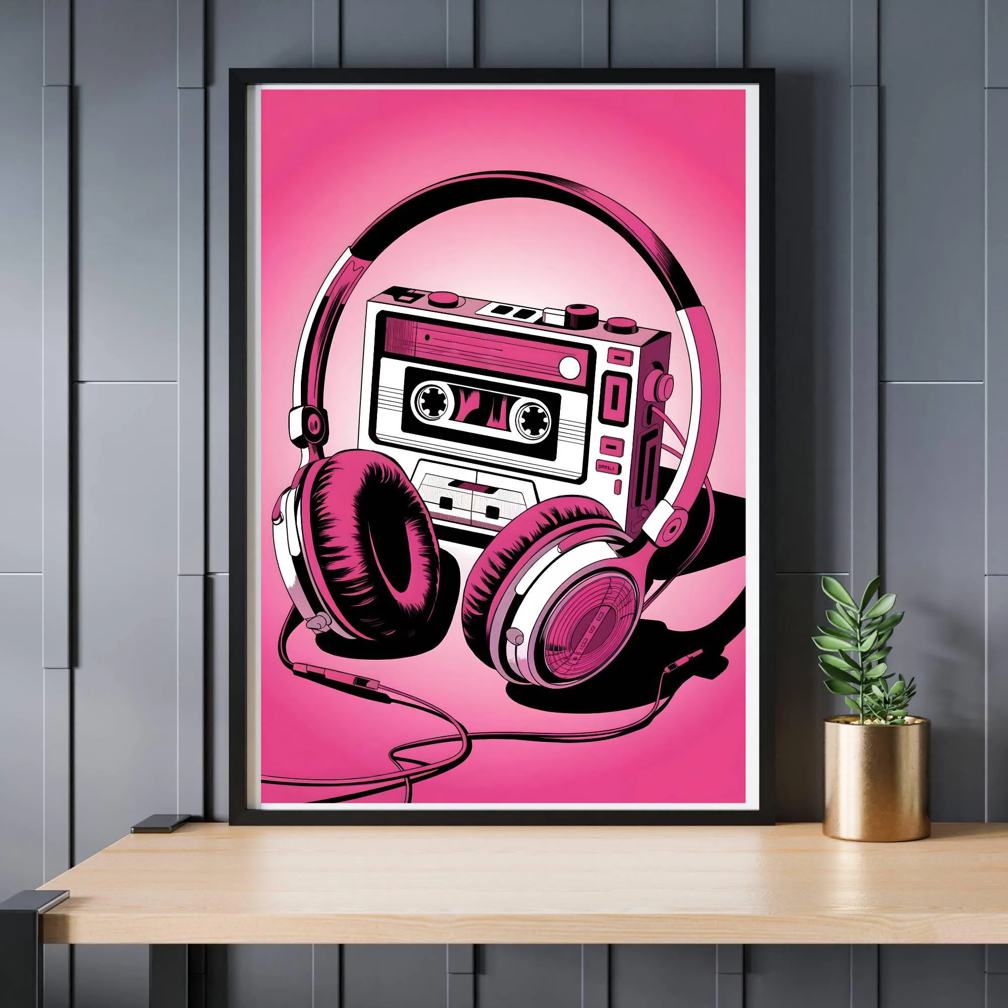 Poster Retro Walkman Pink