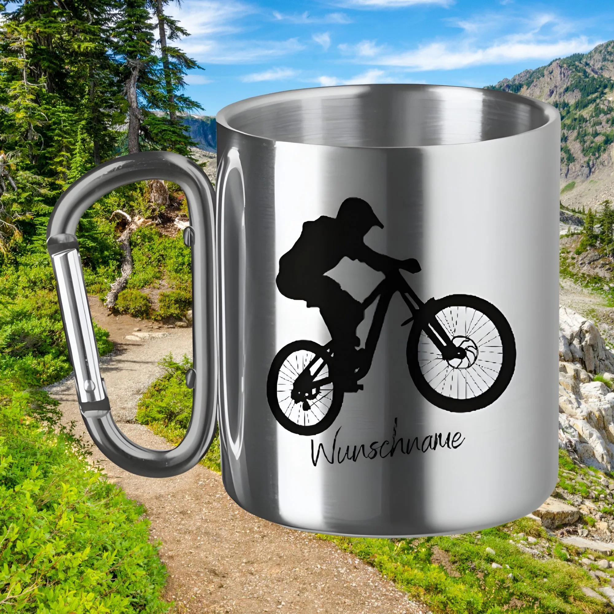 Personalisierte Edelstahltasse Mountainbike