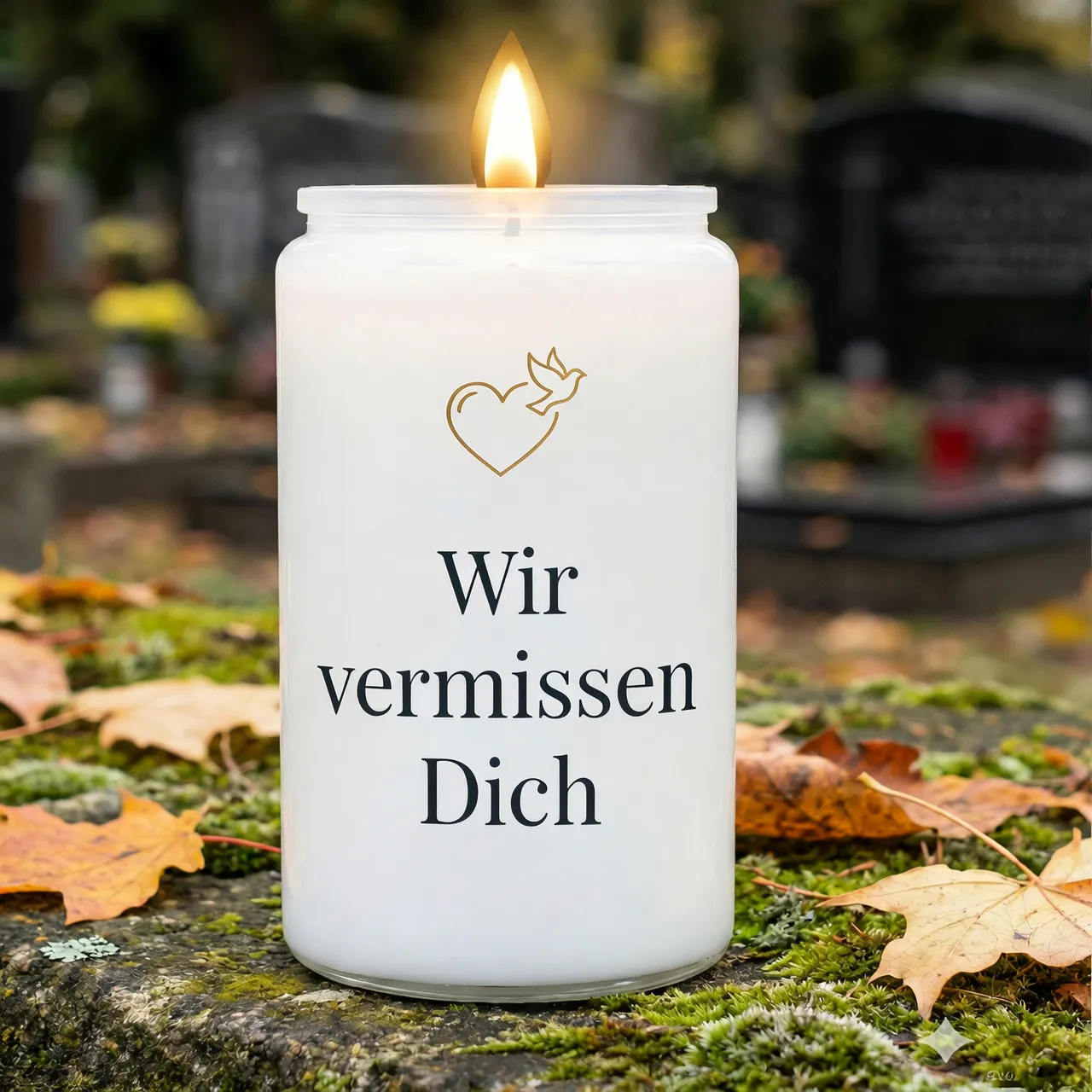 Grabkerzen Aufkleber Wir vermissen Dich